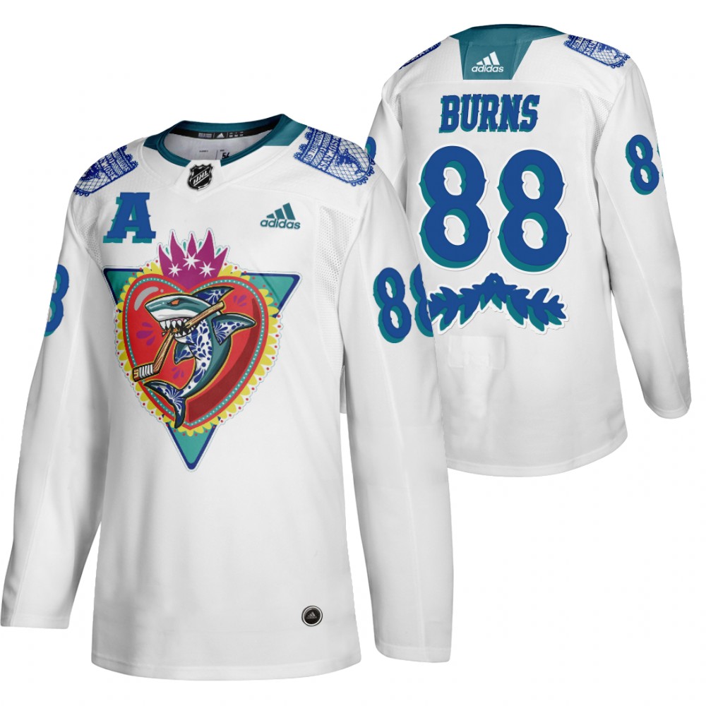 San Jose Sharks Brent Burns White 2021 Los Tiburones Night Special Jersey