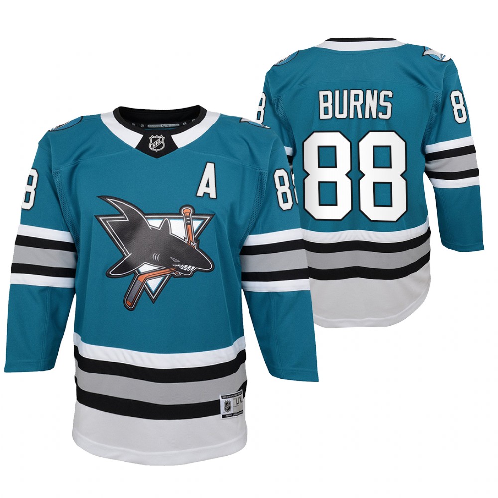 San Jose Sharks Brent Burns Youth Teal 2020-21 30th Anniversary Jersey