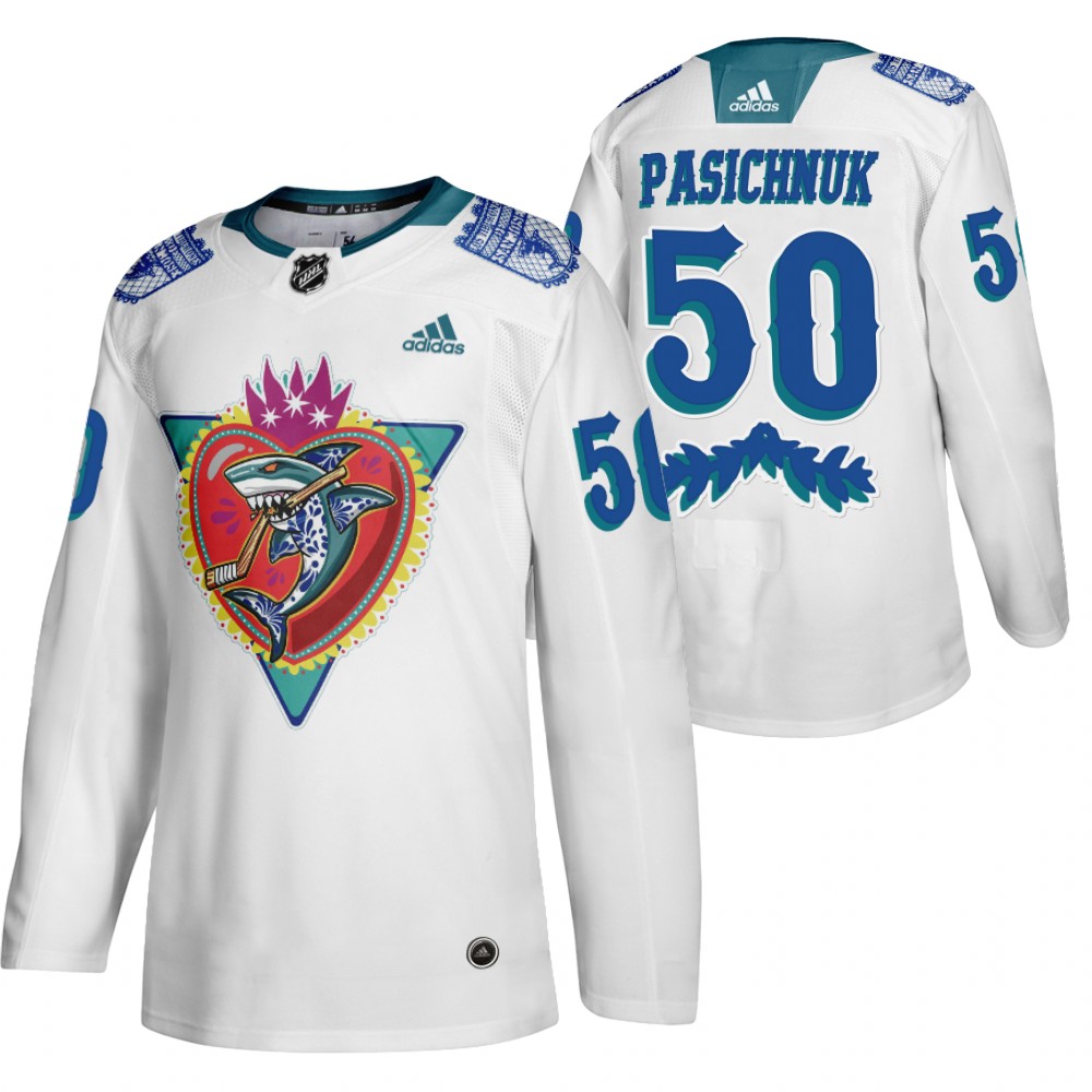 San Jose Sharks Brinson Pasichnuk White 2021 Los Tiburones Night Special Jersey