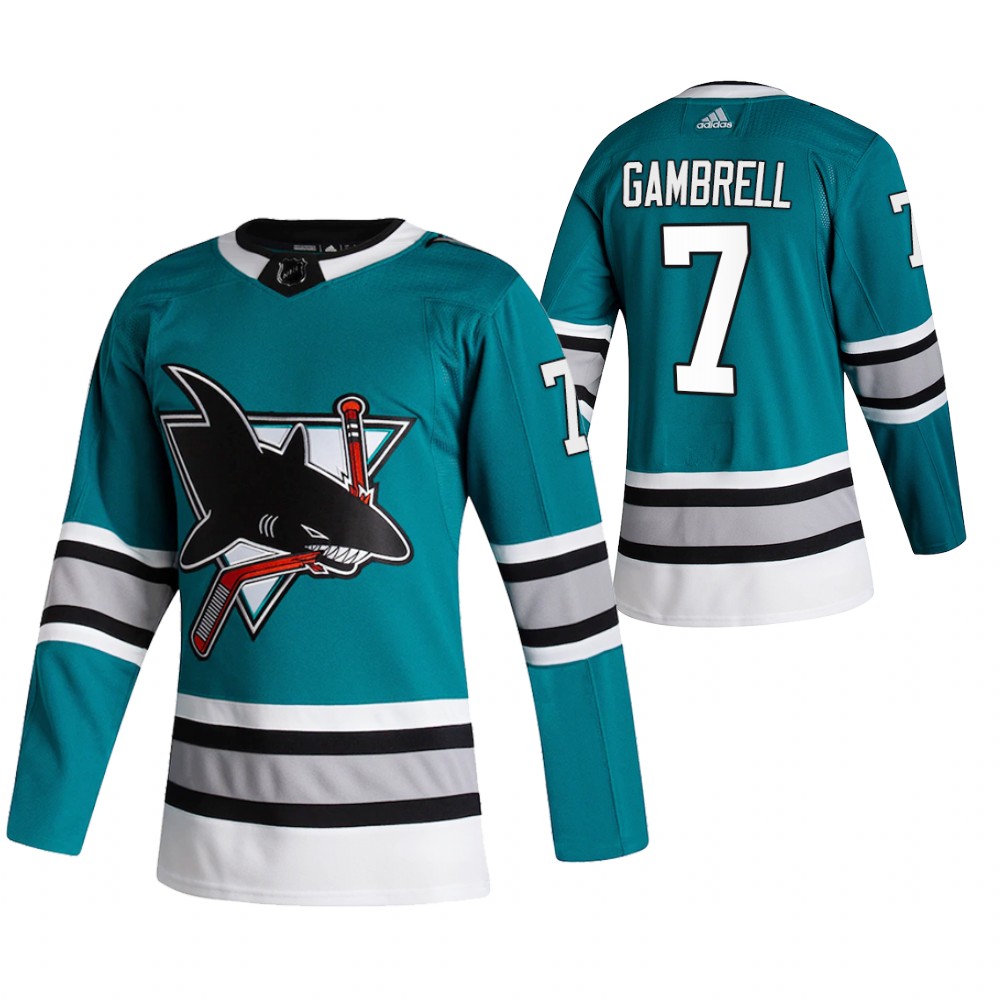San Jose Sharks Dylan Gambrell Teal 2020-21 30th Anniversary Heritage Authentic Jersey