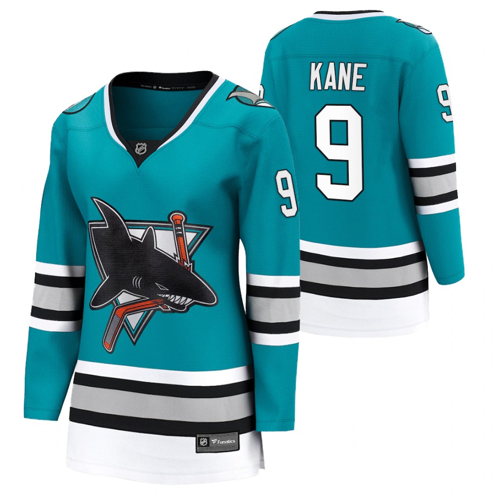 San Jose Sharks Evander Kane Women Teal 2020-21 30th Anniversary Jersey