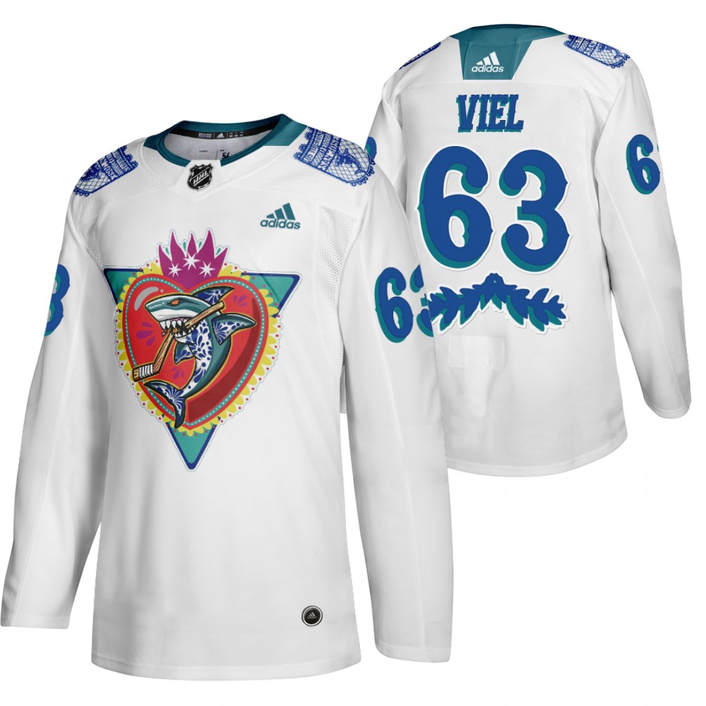 San Jose Sharks Jeffrey Viel White 2021 Los Tiburones Night Special Jersey