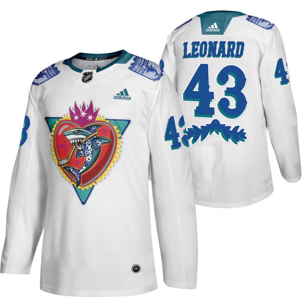 San Jose Sharks John Leonard White 2021 Los Tiburones Night Special Jersey