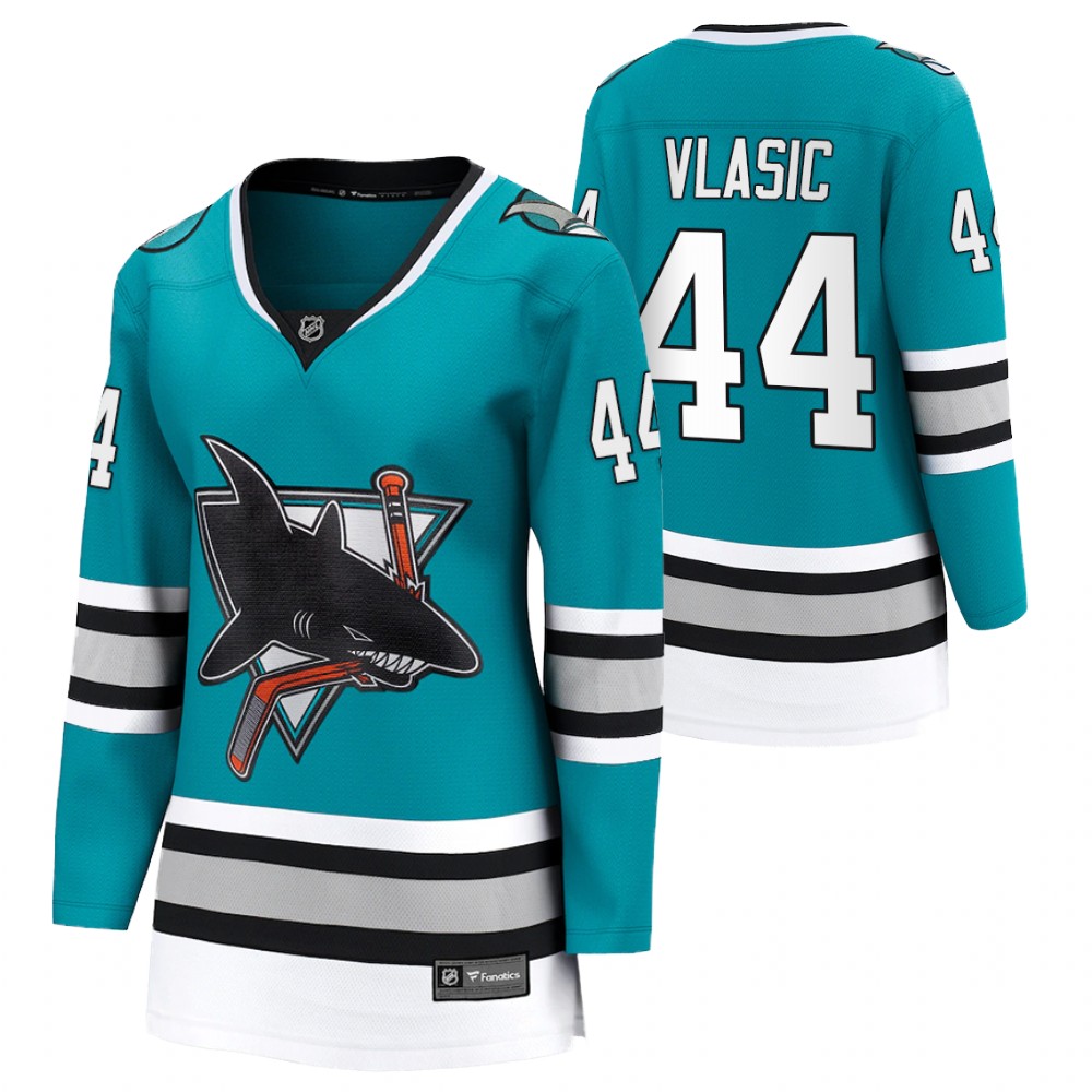 San Jose Sharks Marc-edouard Vlasic Women Teal 2020-21 30th Anniversary Jersey