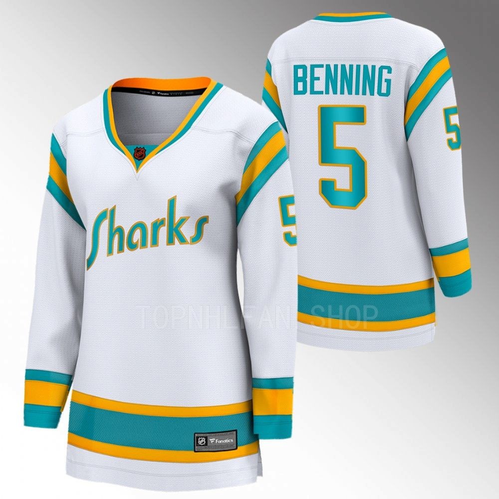 San Jose Sharks Matt Benning Women White 2022 Special Edition 2.0 Jersey