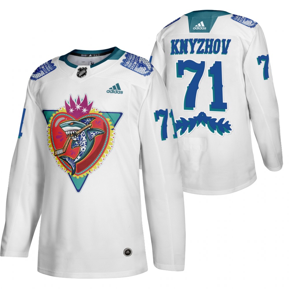 San Jose Sharks Nikolai Knyzhov White 2021 Los Tiburones Night Special Jersey