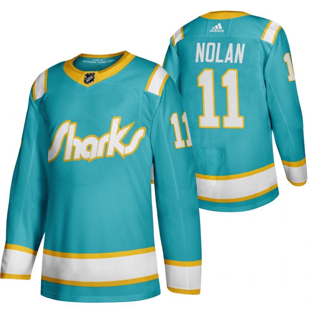San Jose Sharks Owen Nolan 2020 Throwback Authentic Player Teal Jersey