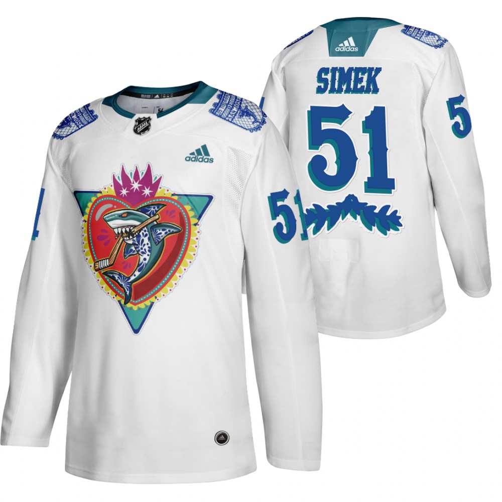 San Jose Sharks Radim Simek White 2021 Los Tiburones Night Special Jersey