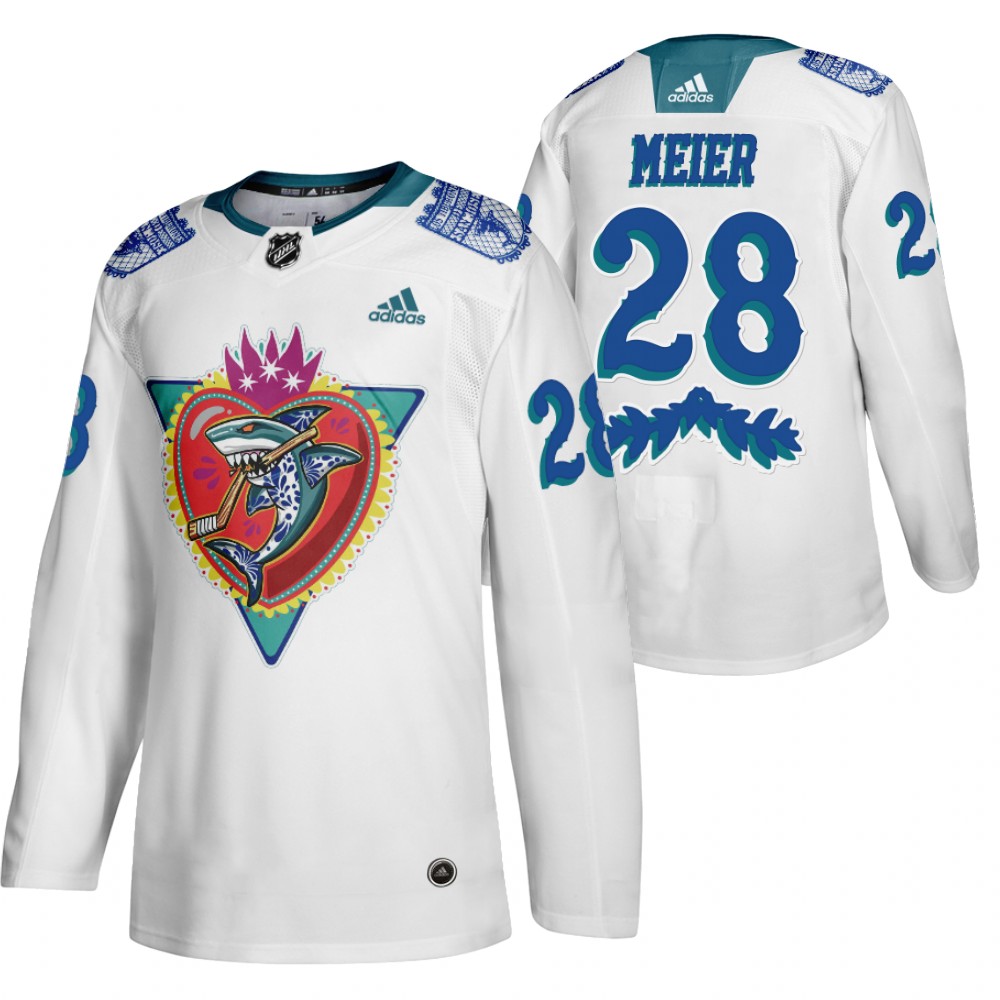San Jose Sharks Timo Meier White 2021 Los Tiburones Night Special Jersey