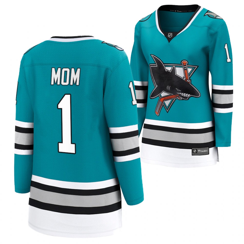 San Jose Sharks Women Teal NO.1 Mom Jersey