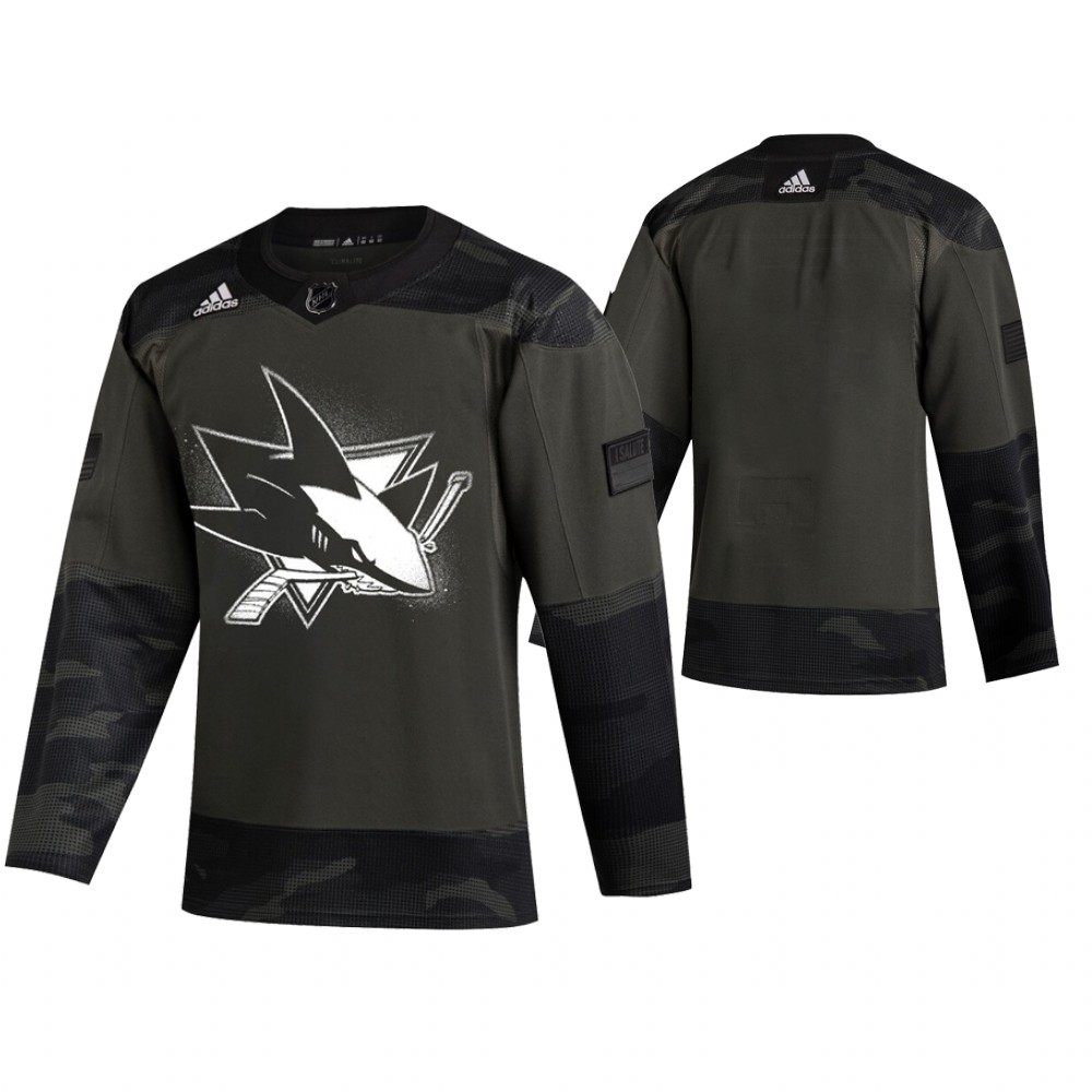 San Jose Sharks hockey Camo 2019 Veterans Day Jersey