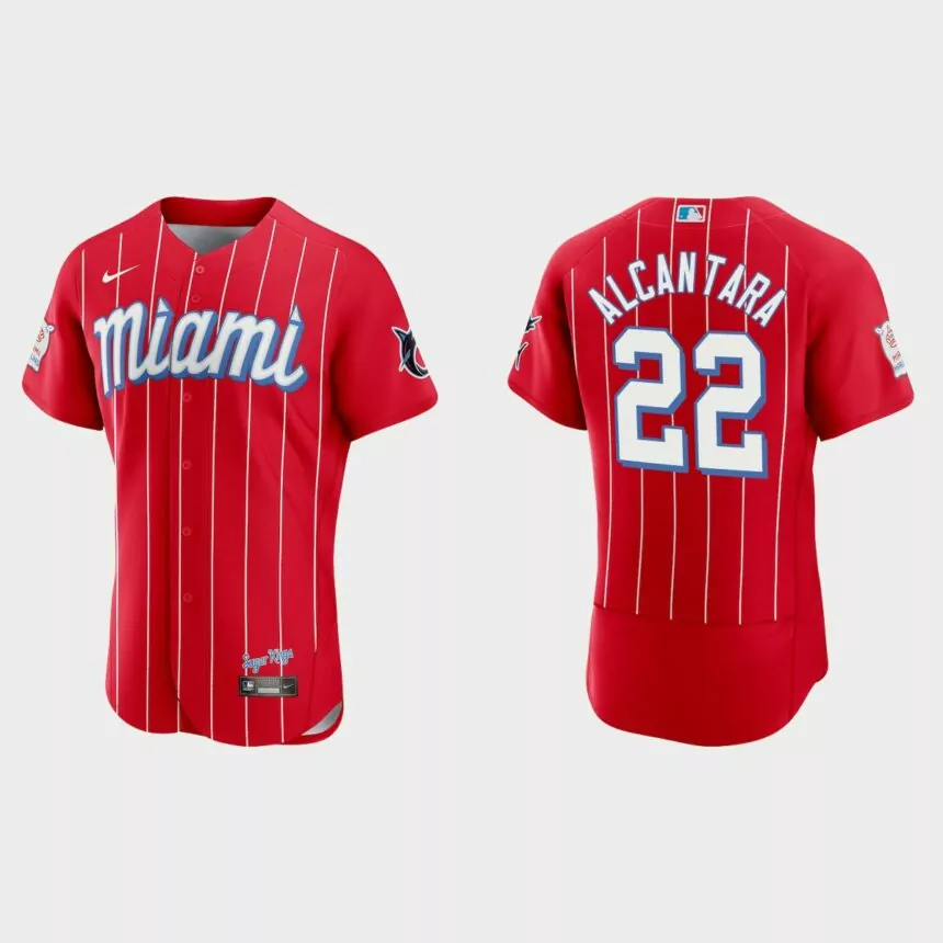 Sandy Alcantara Miami Marlins 2021 City Connect Authentic Jersey – Red