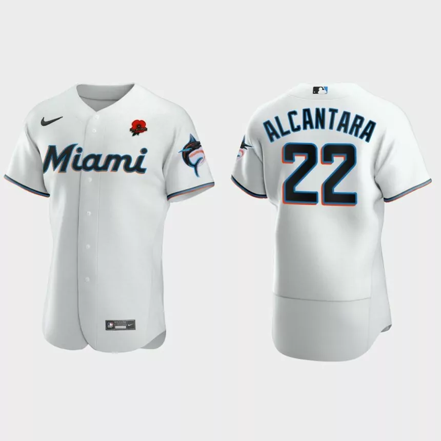 Sandy Alcantara Miami Marlins 2021 Memorial Day Authentic Jersey – White