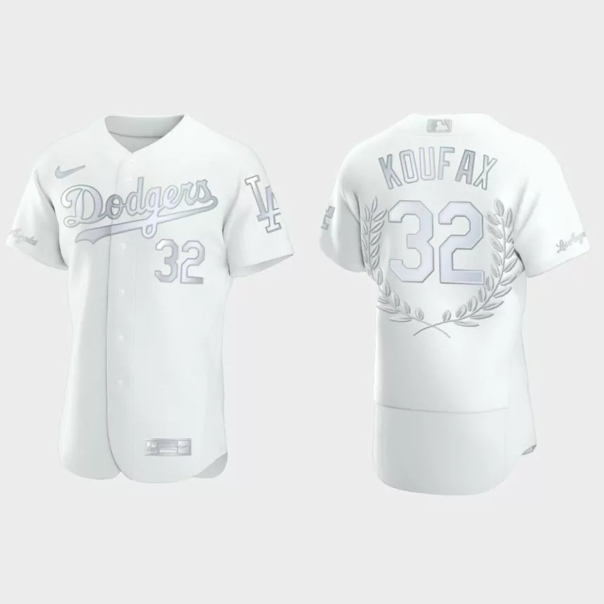 Sandy Koufax #32 Los Angeles Dodgers NL MVP Awards Collection Jersey – White