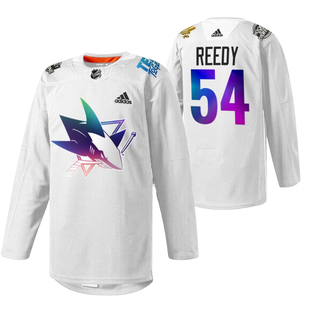 Scott Reedy Sharks Pride Night 2022 Jersey White HockeyIsForEveryone