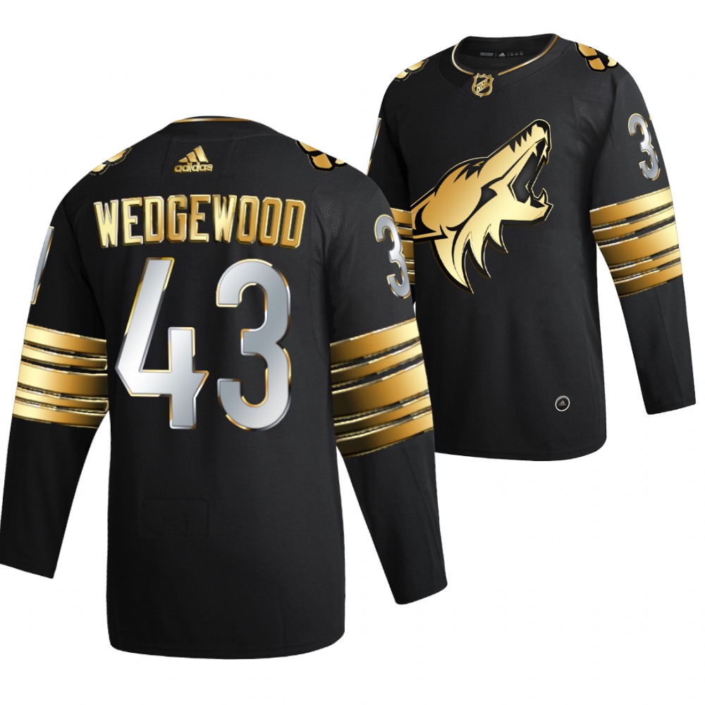 Scott Wedgewood Arizona Coyotes Black Single-game career high 43 Saves Jersey Golden Edition