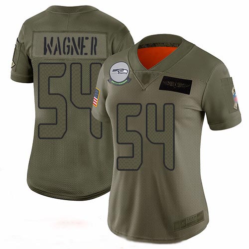 Seahawks #54 Bobby Wagner Camo Women's Stitched Football Limited 2019 Salute to Service Jersey