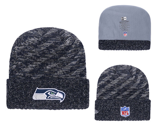 Seahawks Navy 2018 NFL Sideline Cold Weather Cuffed Knit Hat YD