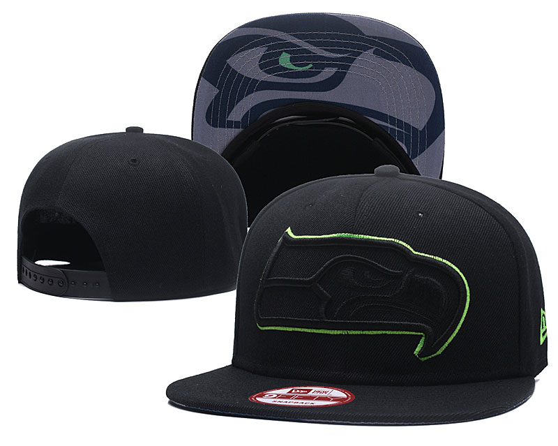 Seahawks Team Logo Black Adjustable Hat GS