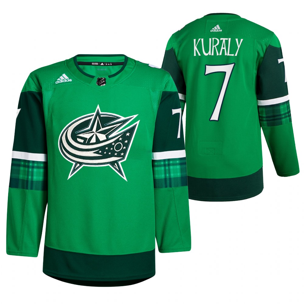 Sean Kuraly St. Patricks Day Blue Jackets Green #7 Jersey
