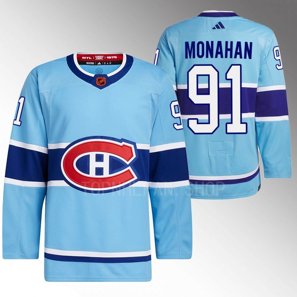 Sean Monahan 2022 Montreal Canadiens Blue Reverse Retro 2.0 Authentic Primegreen Jersey