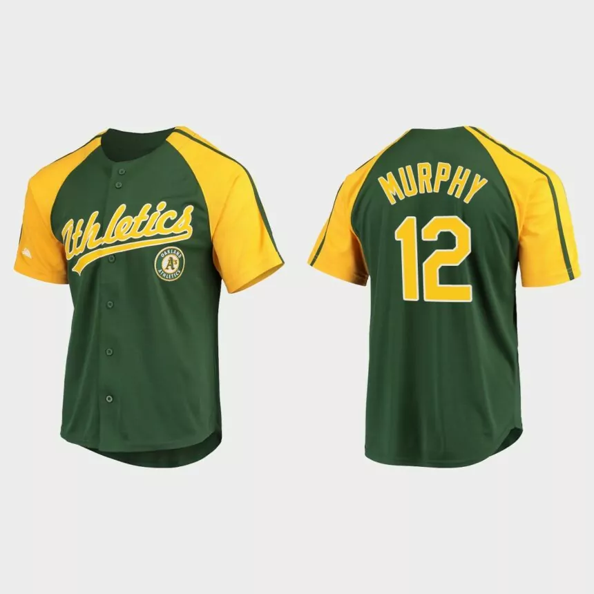 Sean Murphy Oakland Athletics Replica Button-Down Raglan Jersey – Green