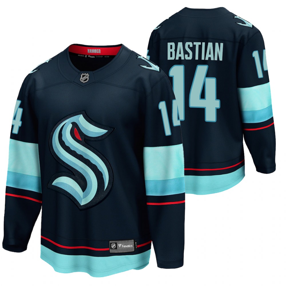 Seattle Kraken #14 Nathan Bastian Navy 2021-22 Home Jersey