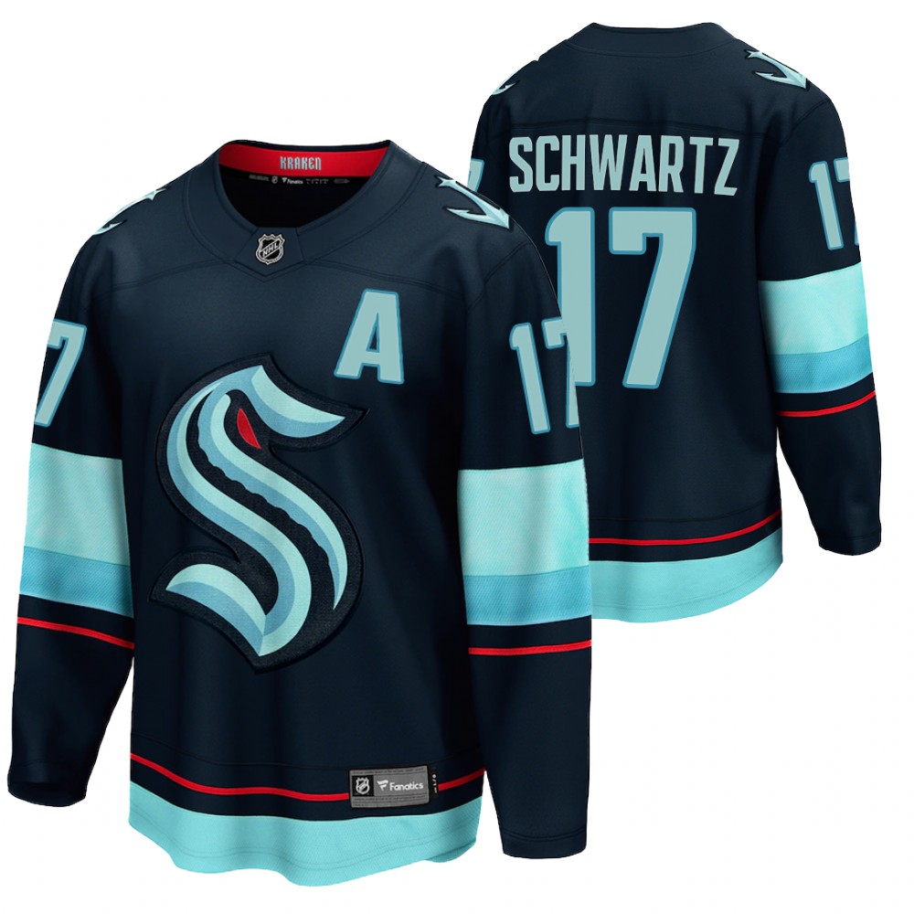 Seattle Kraken #17 Jaden Schwartz Navy 2021-22 Home Jersey