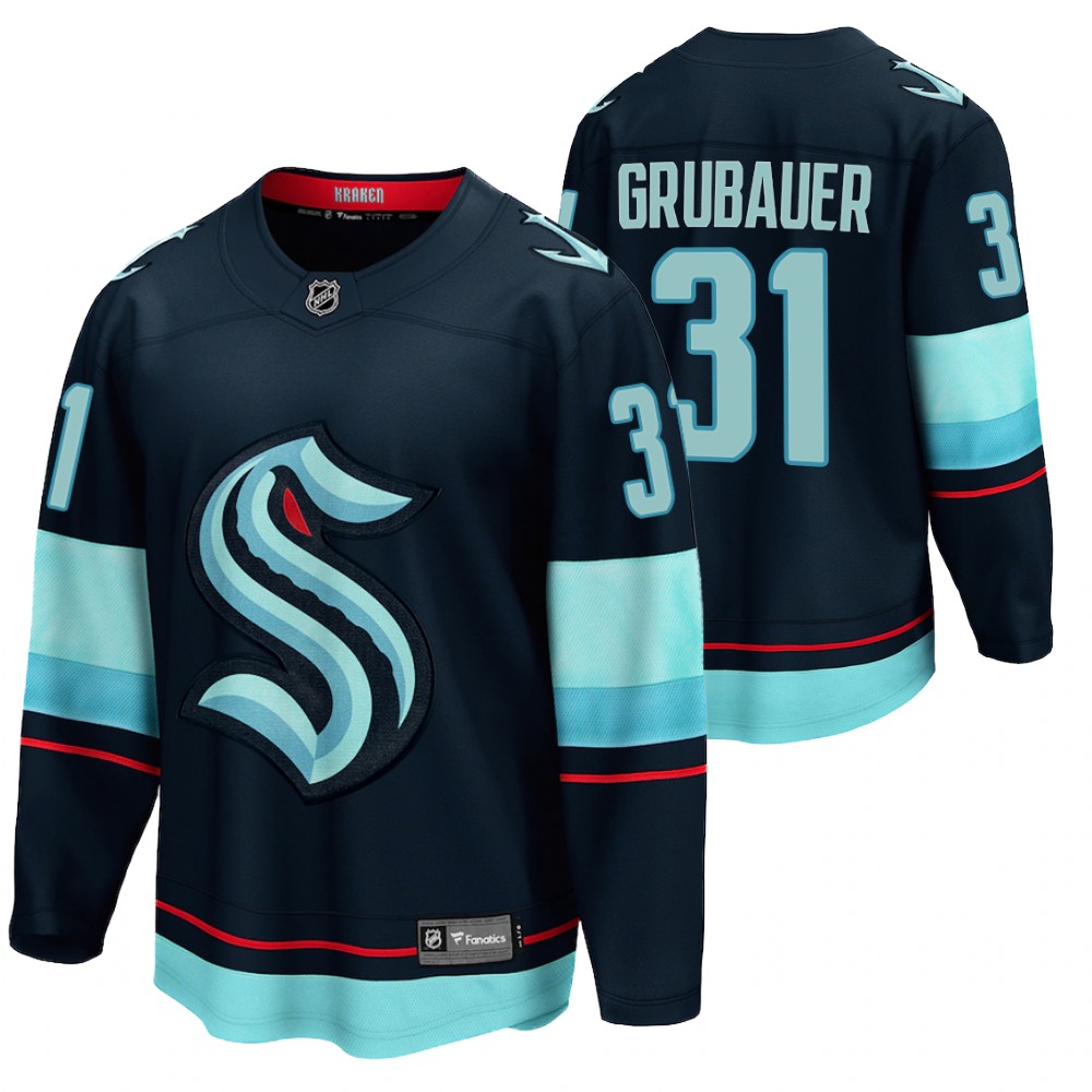 Seattle Kraken #31 Philipp Grubauer Navy 2021-22 Home Jersey