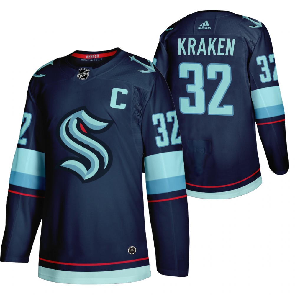 Seattle Kraken #32 Primary Logo Authentic Jersey Navy