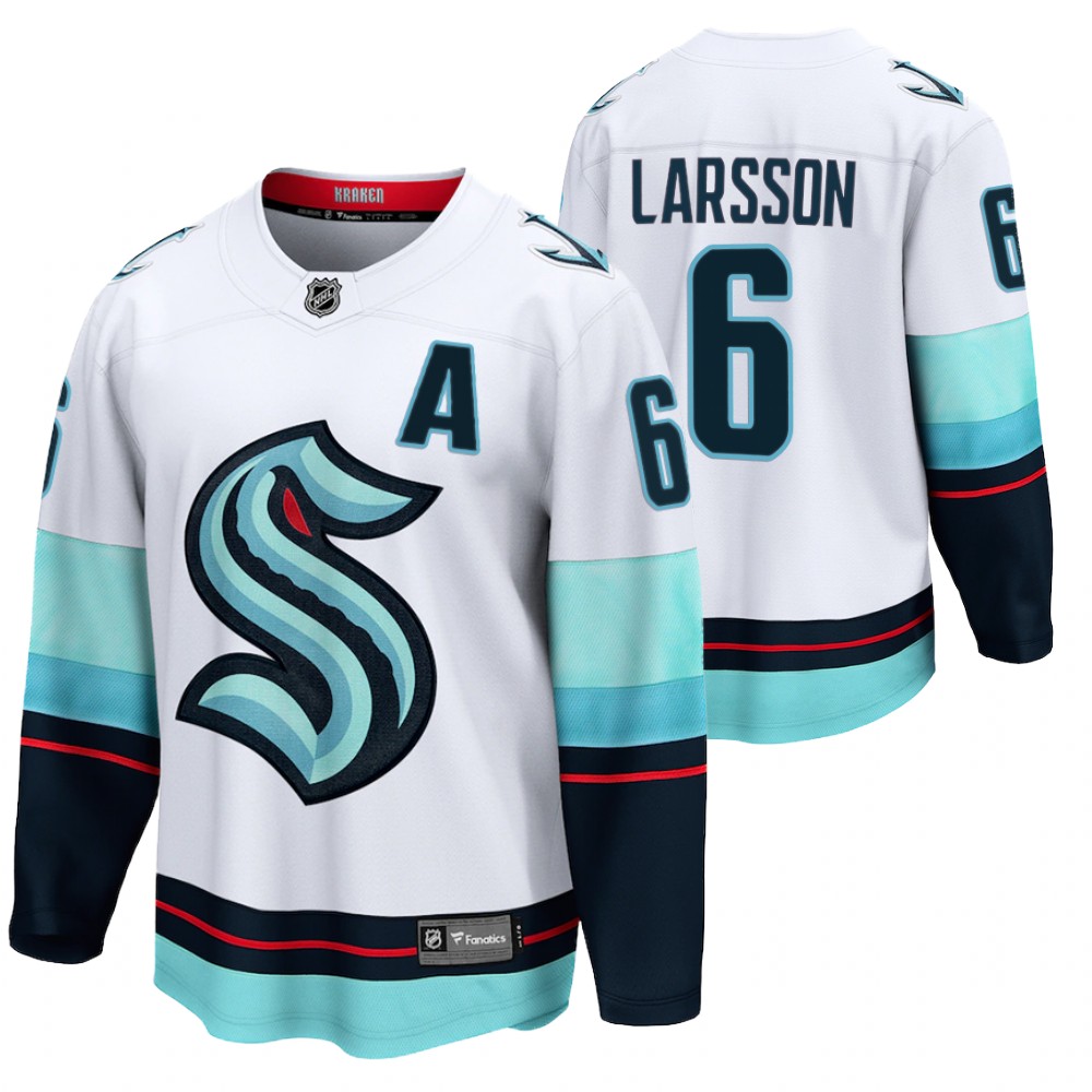 Seattle Kraken #6 Adam Larsson White 2021-22 Away Jersey