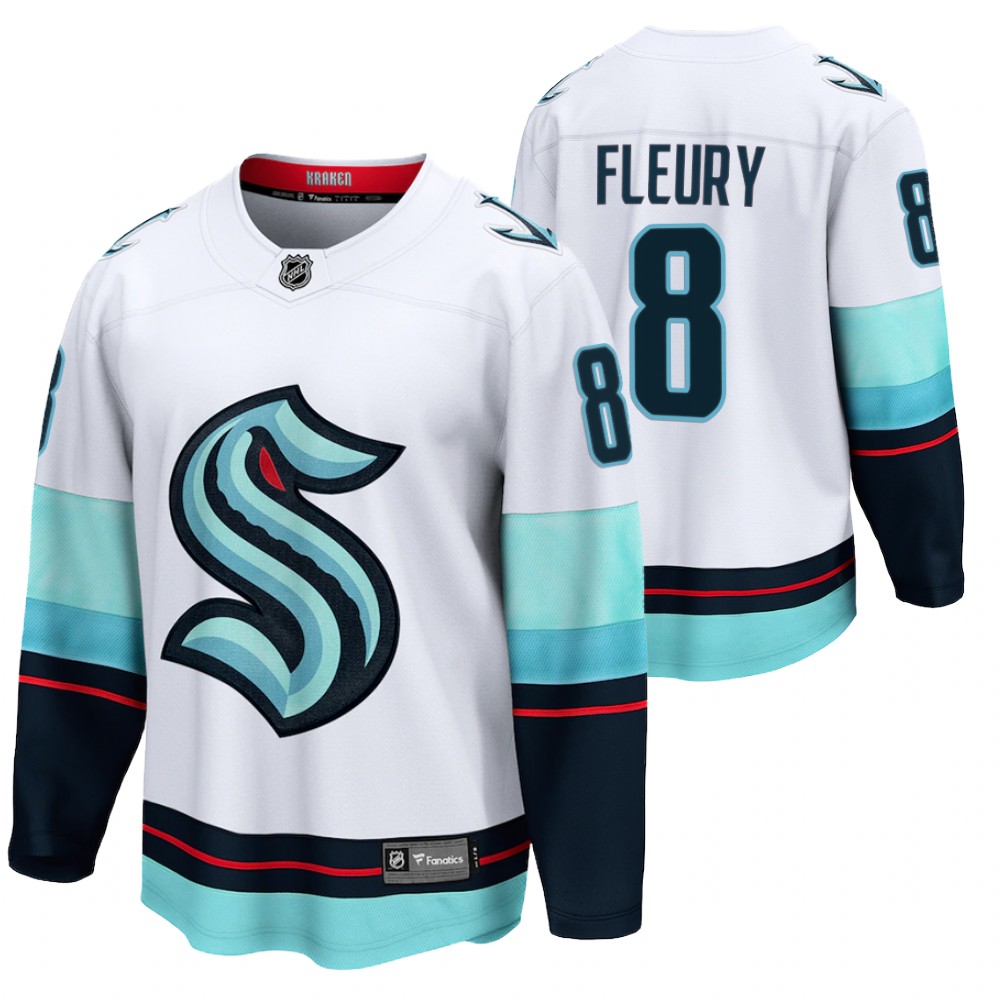 Seattle Kraken #8 Cale Fleury White 2021-22 Away Jersey
