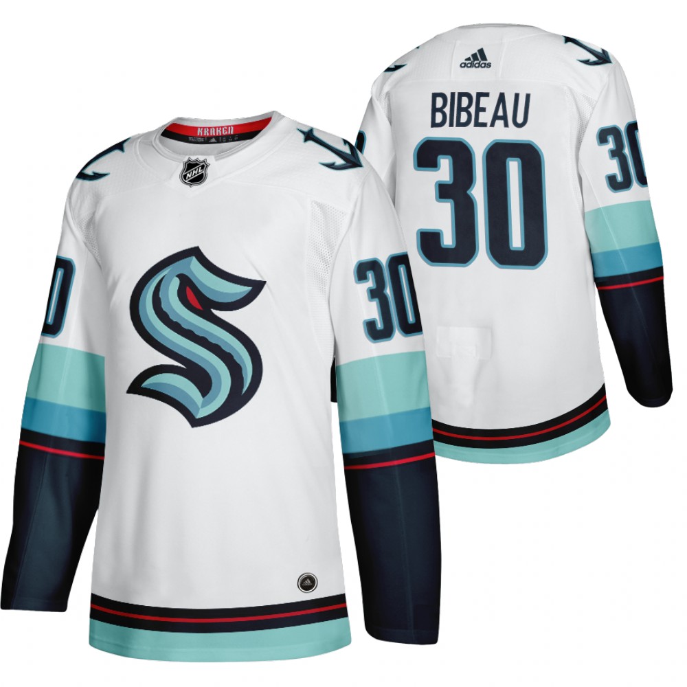 Seattle Kraken Antoine Bibeau 2021-22 Away Authentic Jersey White