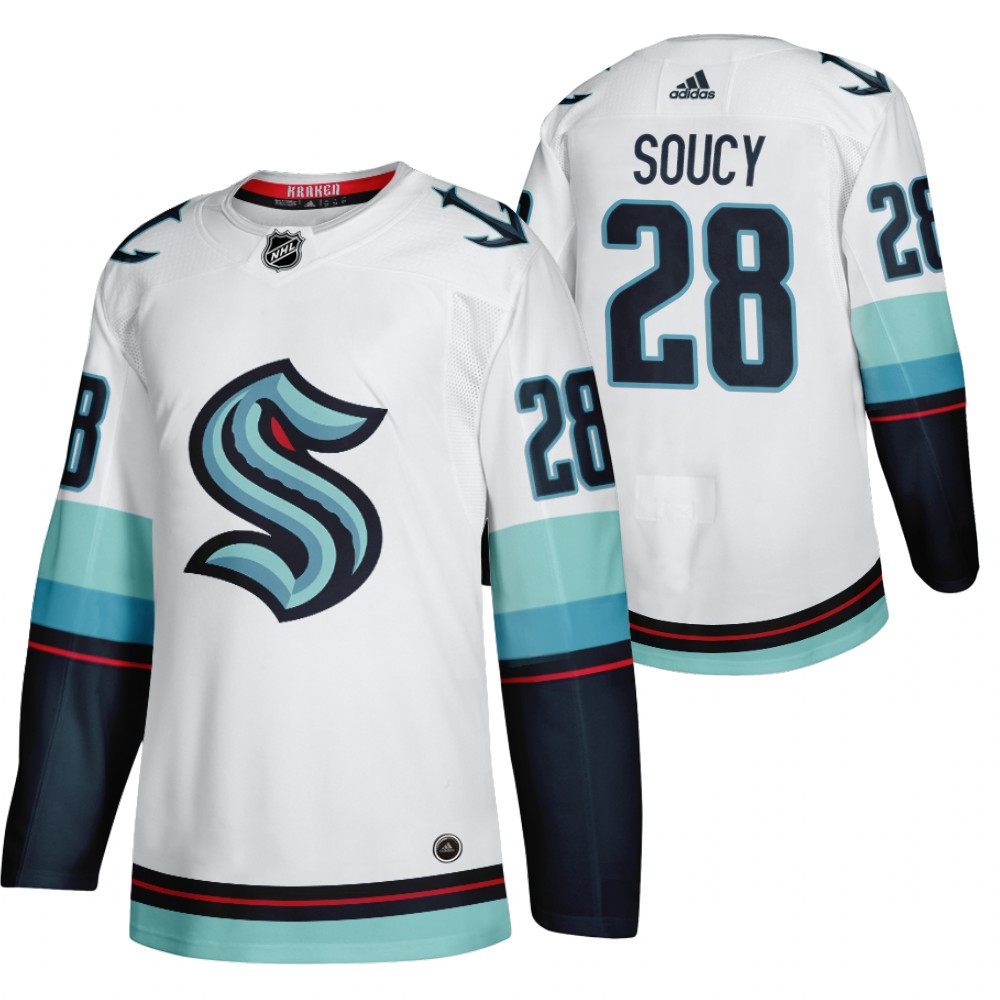 Seattle Kraken Carson Soucy White 2021-22 Away Authentic Jersey