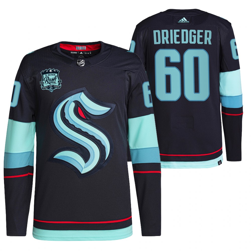 Seattle Kraken Chris Driedger Navy 2021-22 Preseason Patch Open Win Jersey
