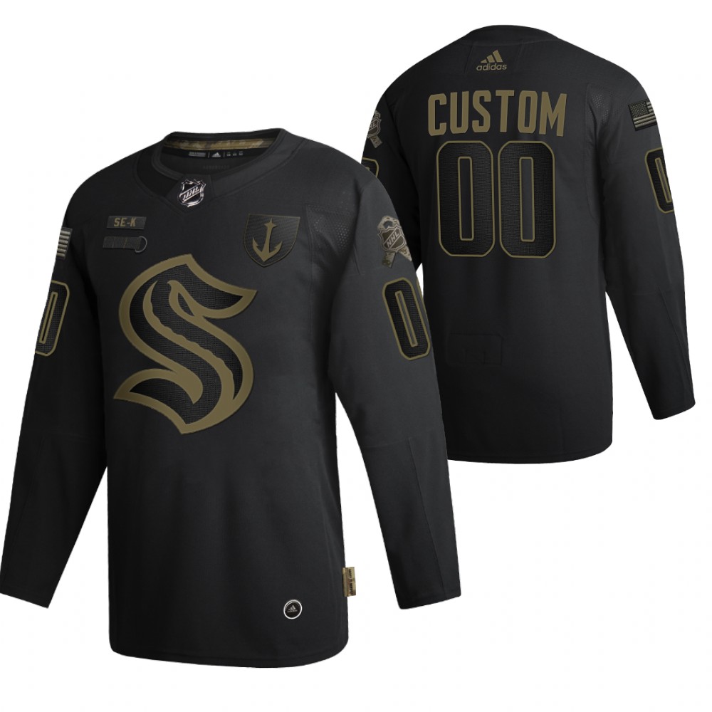 Seattle Kraken Custom 2021-22 Military Appreciation Night Authentic Jersey Black
