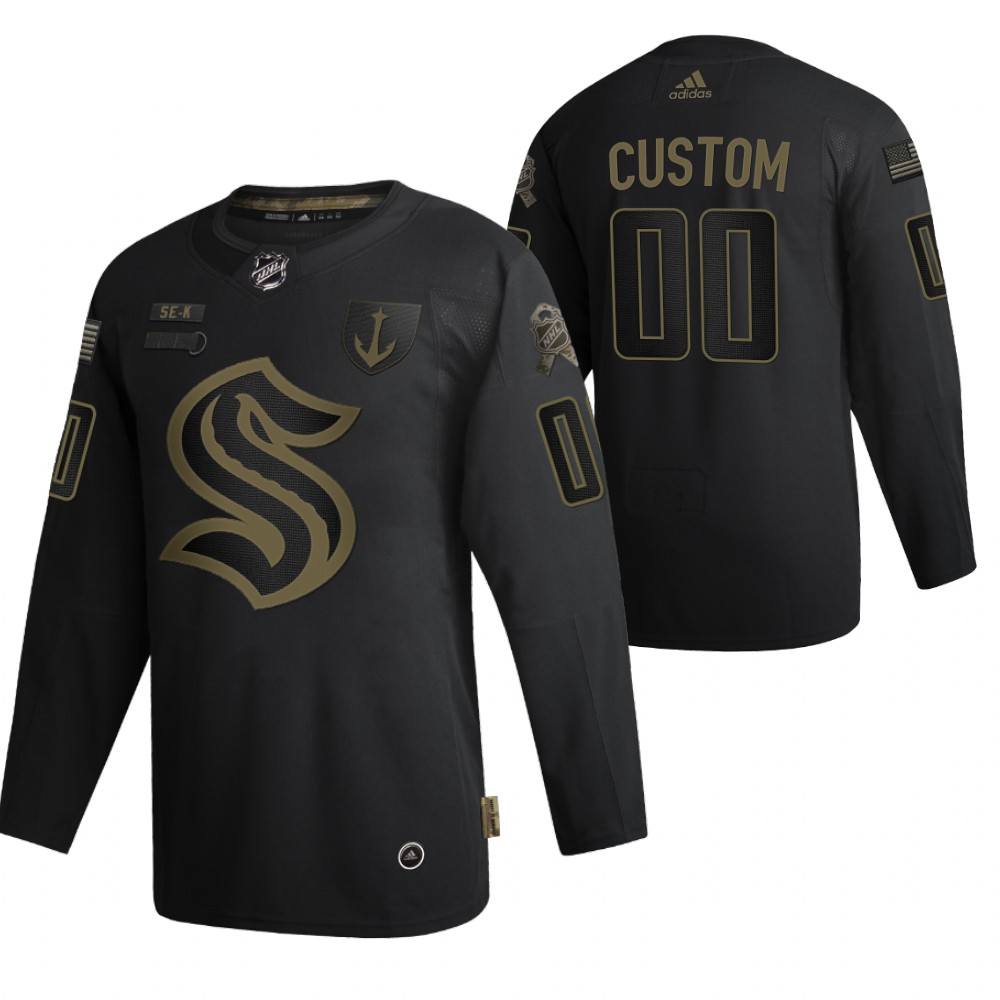 Seattle Kraken Custom Black 2020 Veterans Day Authentic Jersey