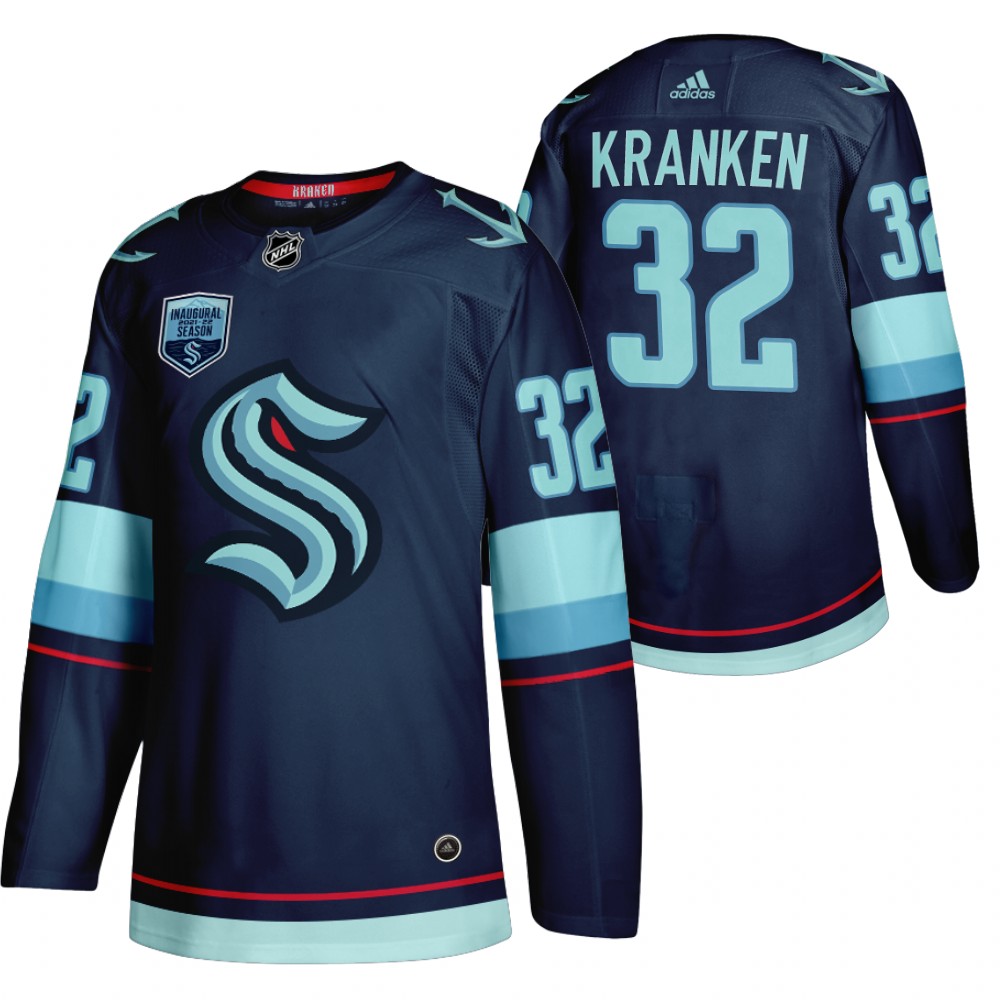 Seattle Kraken Custom Navy 2021 Sea to sky patch inaugural season Jersey