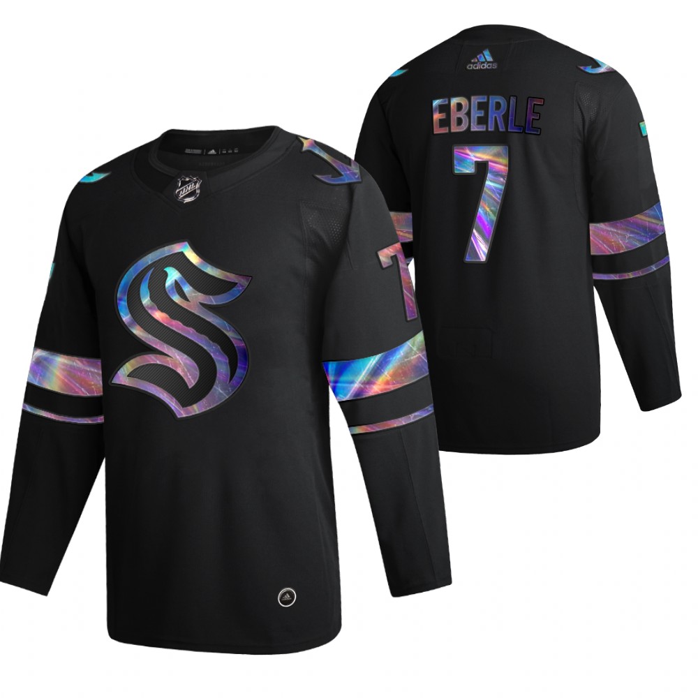 Seattle Kraken Jordan Eberle 2021-22 Iridescent Holographic Authentic Jersey Black