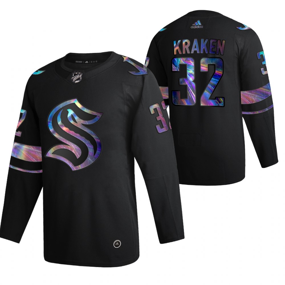 Seattle Kraken Kraken Black Iridescent Holographic Collection 2021 Limited Jersey