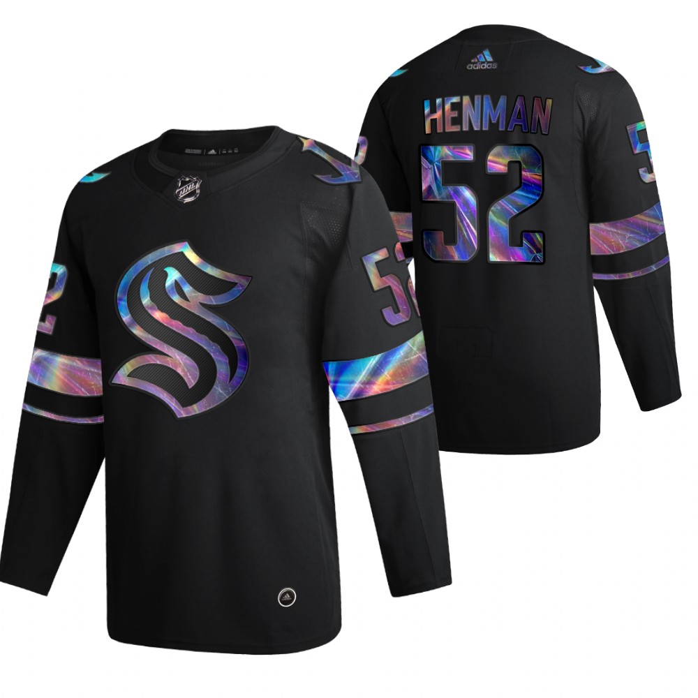 Seattle Kraken Luke Henman 2021-22 Iridescent Holographic Authentic Jersey Black