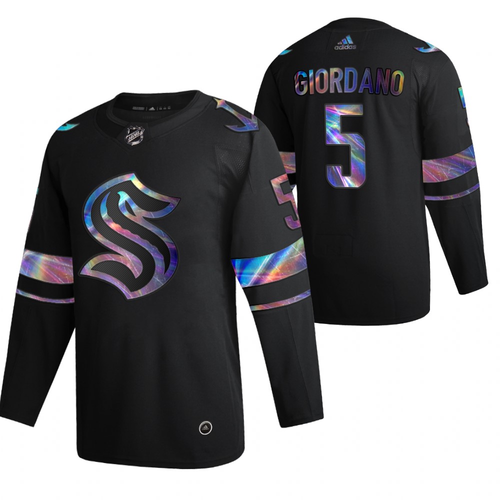 Seattle Kraken Mark Giordano 2021-22 Iridescent Holographic Authentic Jersey Black