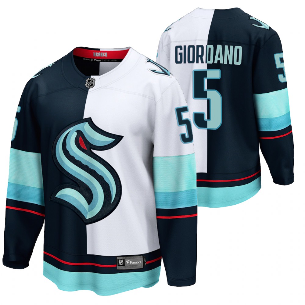 Seattle Kraken Mark Giordano Jersey Split Edition Navy White Limited Men