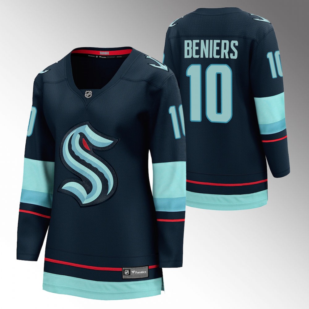 Seattle Kraken Matthew Beniers Women Navy Home Jersey