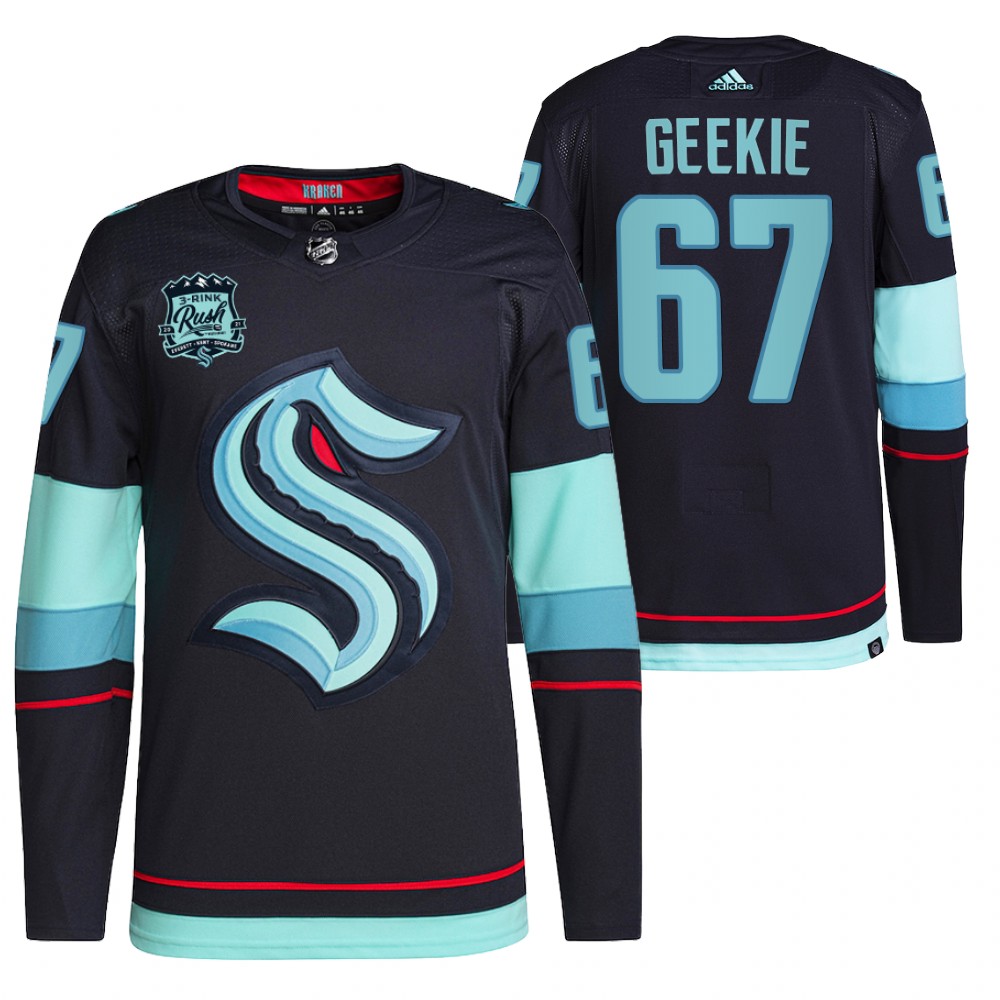 Seattle Kraken Morgan Geekie Navy 2021-22 Preseason Patch Open Win Jersey