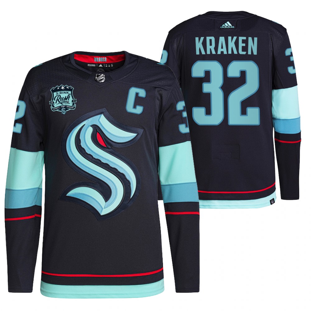 Seattle Kraken Navy 2021-22 Preseason Patch Open Win Jersey