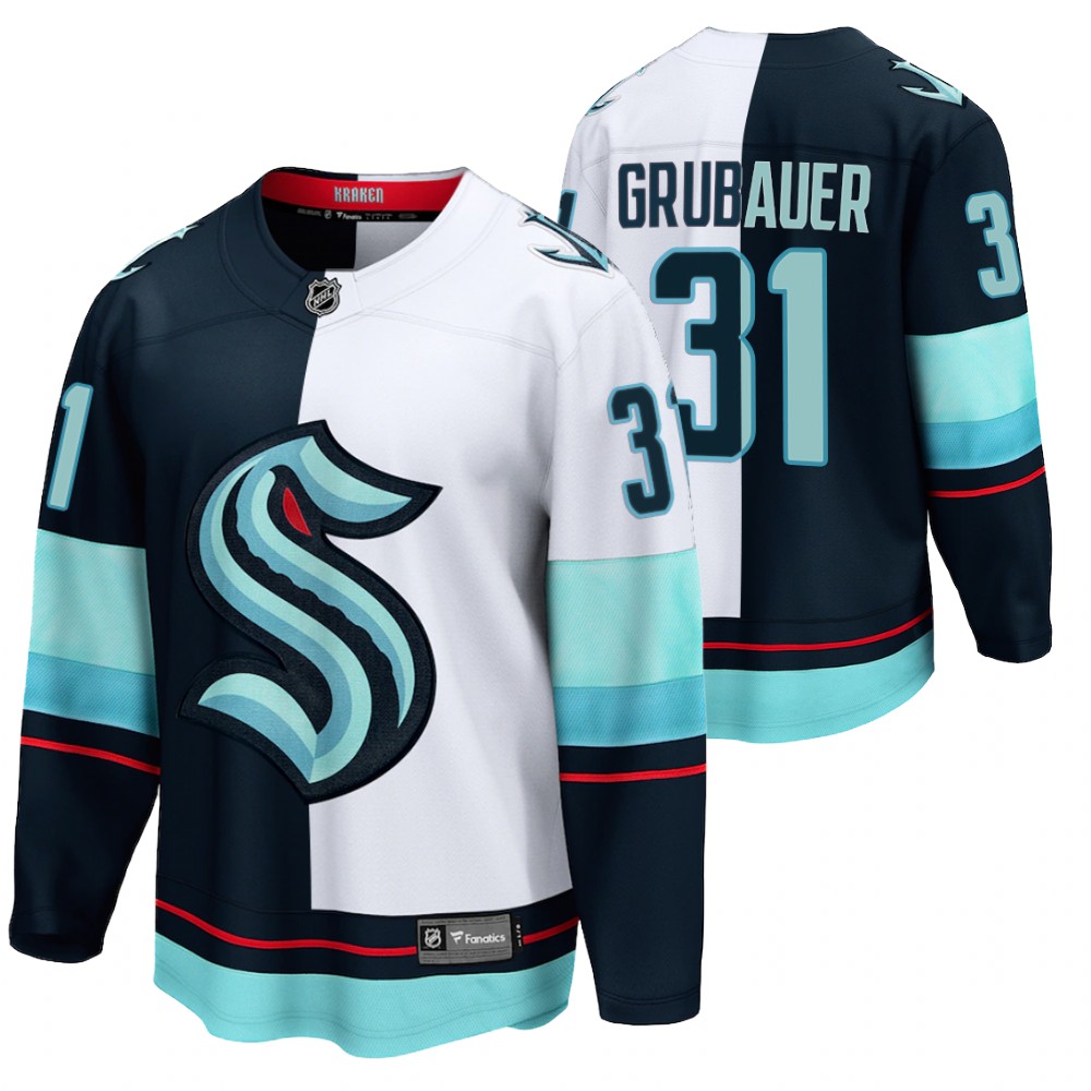 Seattle Kraken Philipp Grubauer Jersey Split Edition Navy White Limited Men