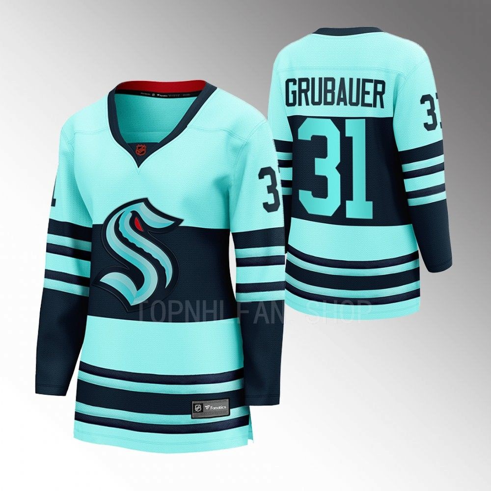 Seattle Kraken Philipp Grubauer Women Ice Blue 2022 Special Edition 2.0 Jersey