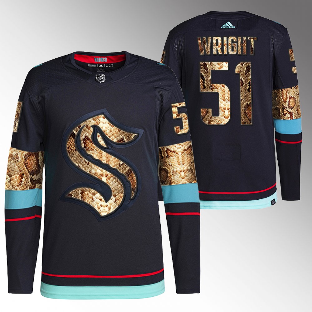 Seattle Kraken Shane Wright Navy Golden Python Skin Authentic Jersey