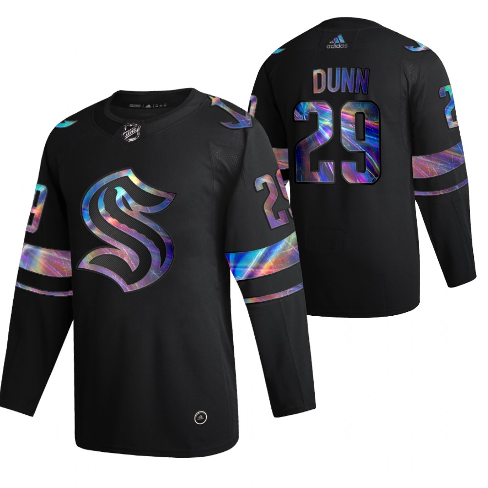 Seattle Kraken Vince Dunn 2021-22 Iridescent Holographic Authentic Jersey Black